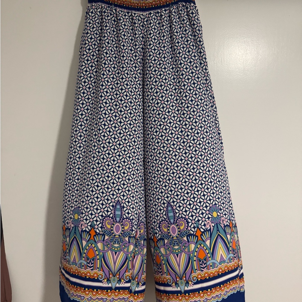 Colorful Geometric Print Wide-Leg Pants